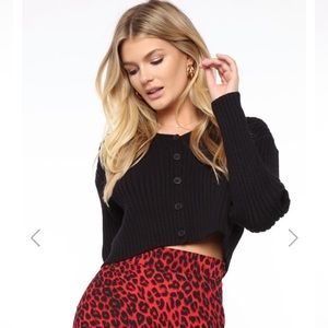 Fashion Nova Kylie Cropped Sweater - Black